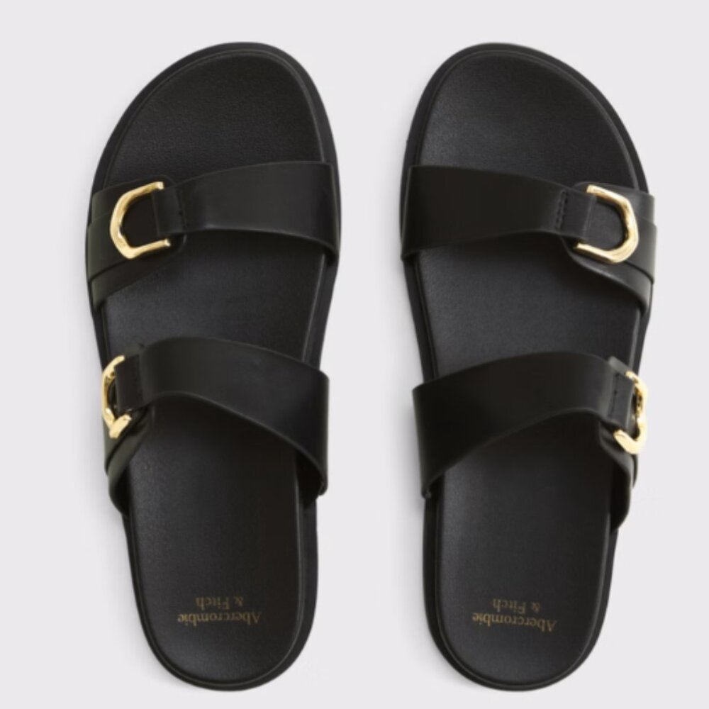 Abercrombie sandals, black double strap size women's 9.5 NWT